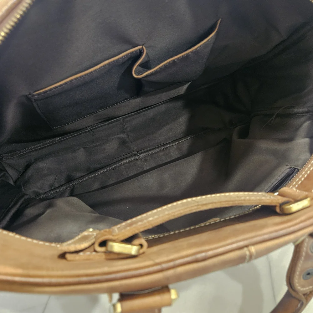 Men's Vintage Genuine Leather Briefcase, a high-capacity laptop and travel bag